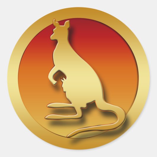 GOLDEN KANGAROO RONDE STICKER (Voorkant)