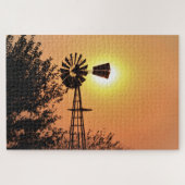 Golden Kansas Sunset silhouette Legpuzzel (Horizontaal)