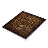 Golden kelk op leer tegeltje (Zijkant)