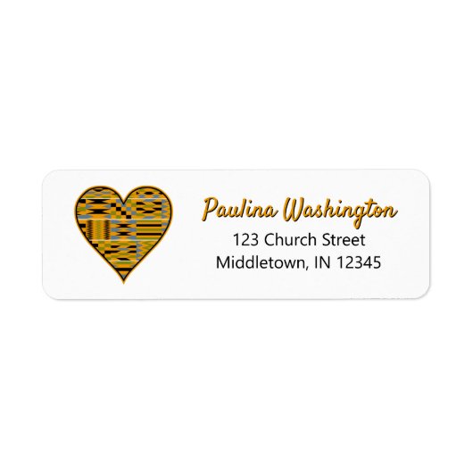 Golden Kente Heart Return Address Label (Voorkant)