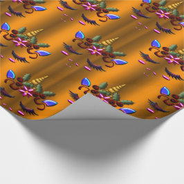 Golden kerst Unicorn Cadeaupapier