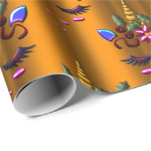 Golden kerst Unicorn Cadeaupapier (Rol Hoek)