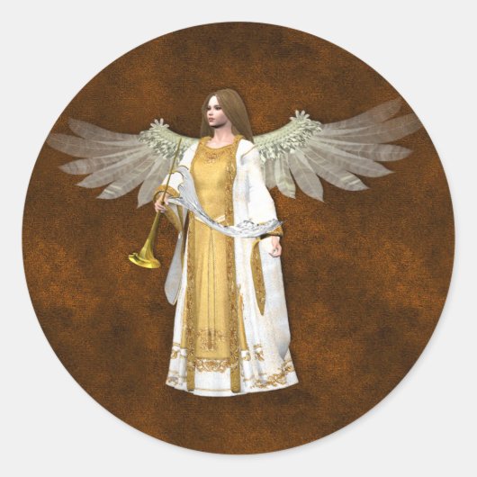 Golden KerstAngels Ronde Sticker (Voorkant)