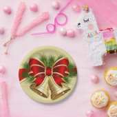 Golden kerstballetjes papieren bordje (Feest)