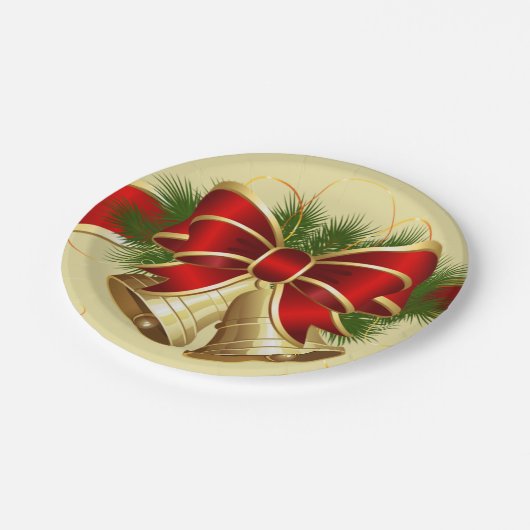 Golden kerstballetjes papieren bordje (Gekanteld)