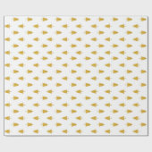 Golden kerstbomen op witte achtergrond cadeaupapier (Vlak)