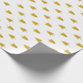 Golden kerstbomen op witte achtergrond cadeaupapier (Hoek)
