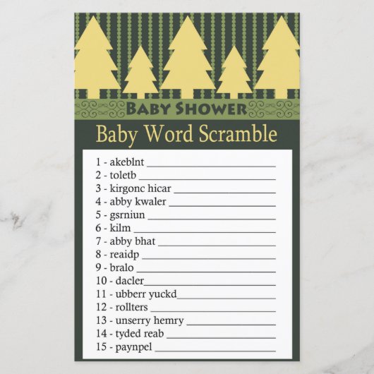 Golden kerstboom Baby word scramble game (Voorkant)