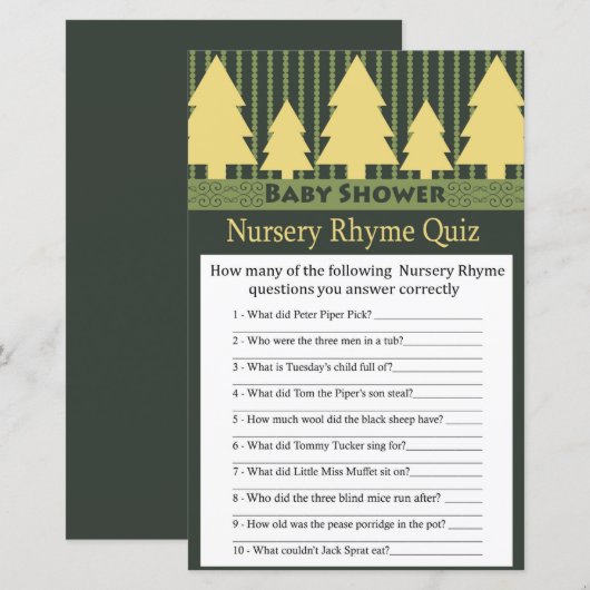 Golden kerstboom Nursery Rhyme Quiz spel (Voorkant / Achterkant)