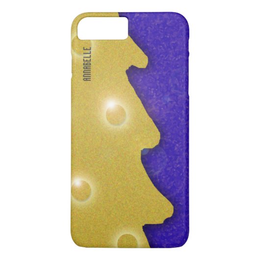Golden kerstboom op blauw met naam Case-Mate iPhone case (Achterkant)