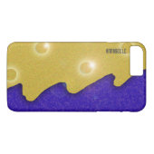 Golden kerstboom op blauw met naam Case-Mate iPhone case (Achterkant (Horizontaal))