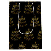 Golden kerstboom op zwarte cadeautas (Achterkant)