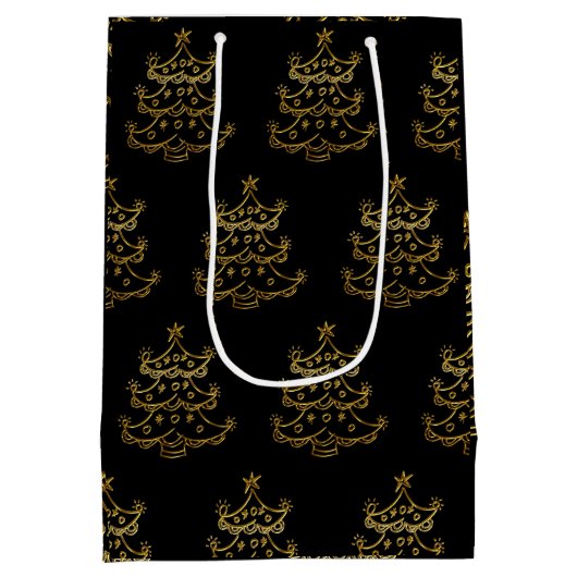 Golden kerstboom op zwarte cadeautas (Achterkant)