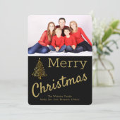 Golden kerstboomfotokaart kaart (Staand voorkant)