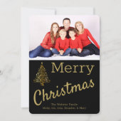 Golden kerstboomfotokaart kaart (Voorkant)