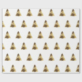 Golden kerstboompatroon met kaarsen elegant cadeaupapier (Vlak)