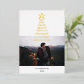 Golden kerstboomster folie feestdagenkaart (Staand Voorkant)