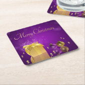 Golden kerstcadeau kartonnen onderzetters (Schuin)