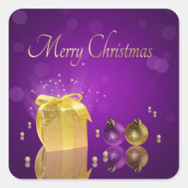 Golden kerstcadeau vierkante sticker