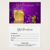 Golden kerstcadeaudoos met kaartje (Voorkant /achterkant)