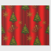 Golden Kerstdecoratief Noel Red Cadeaupapier (Vlak)