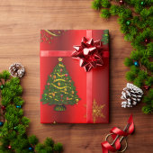 Golden Kerstdecoratief Noel Red Cadeaupapier