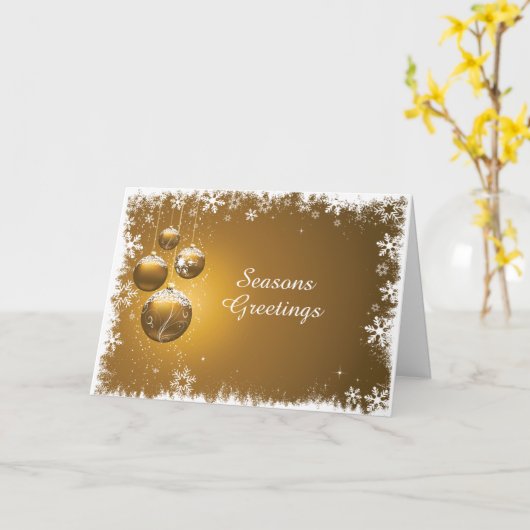 Golden kerstdesign met gloeilampen en sneeuw kaart (Gele Bloem)