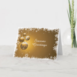 Golden kerstdesign met gloeilampen en sneeuw kaart