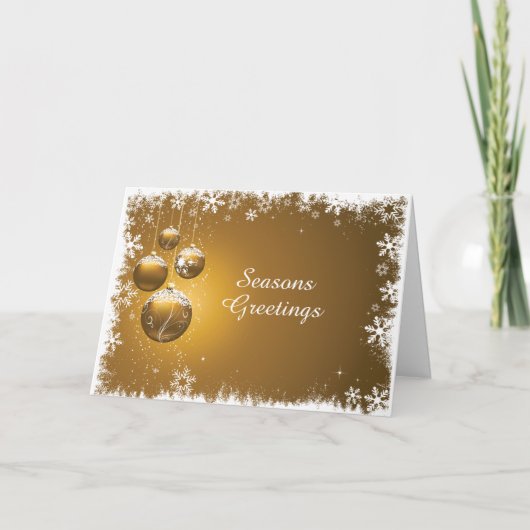 Golden kerstdesign met gloeilampen en sneeuw kaart (Voorkant)