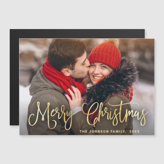 Golden Kerstfeestdag — Magnetische kaart (Voorkant / Achterkant)