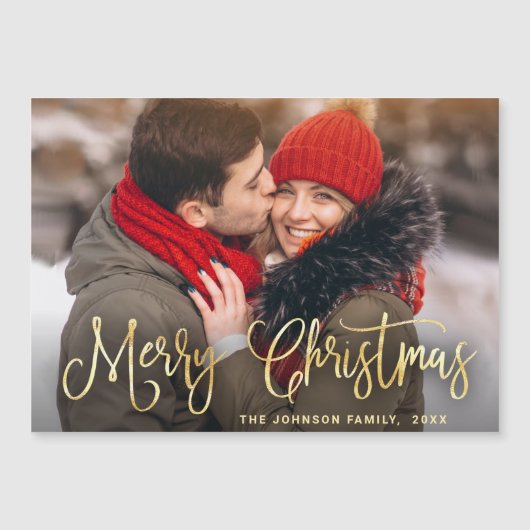 Golden Kerstfeestdag — Magnetische kaart (Voorkant)