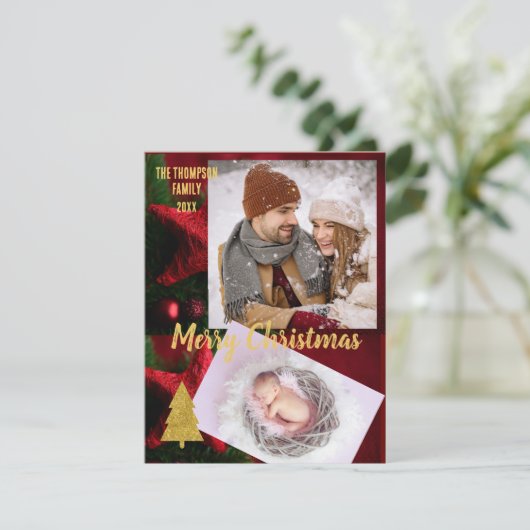 Golden kerstfoto elegant script tekstfamilie (Staand voorkant)