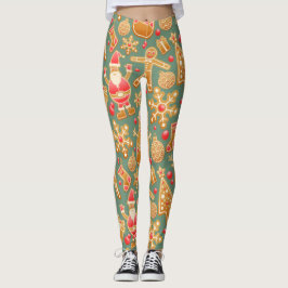 Golden kerstkoekjes patroon leggings