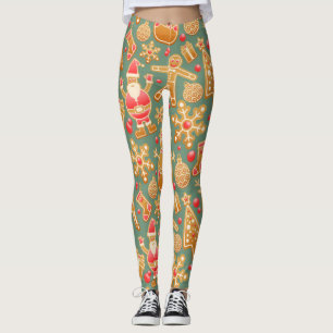 Golden kerstkoekjes patroon leggings