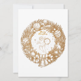 Golden Kerstmis Angel-Wreath-Merry kerst