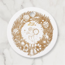 Golden Kerstmis Angel-Wreath-Merry kerst Bedankjes Labels