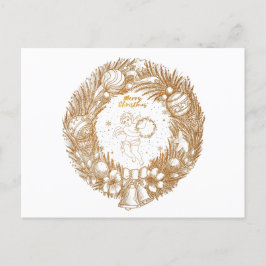 Golden Kerstmis Angel-Wreath-Merry kerst Feestdagenkaart