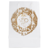 Golden Kerstmis Angel-Wreath-Merry kerst Medium Cadeauzakje (Achterkant)