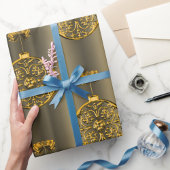 Golden Kerstmis Baubles in Bronze Cadeaupapier