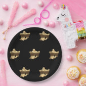 Golden Kerstmis Bells Black Gold Pattern Elegant Papieren Bordje (Feest)