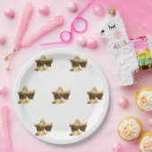 Golden Kerstmis Bells White Gold Pattern Elegant Papieren Bordje (Feest)