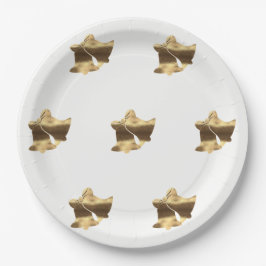 Golden Kerstmis Bells White Gold Pattern Elegant Papieren Bordje