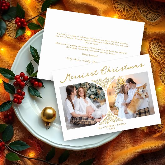 Golden Kerstmis Classic Filigree Ornament Feestdagenkaart