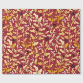 Golden Kerstmis Holly patroon op rood Cadeaupapier (Vlak)