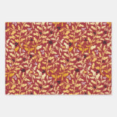 Golden Kerstmis Holly patroon op rood Inpakpapier Vel (Voorkant 3)