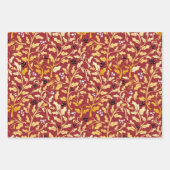 Golden Kerstmis Holly patroon op rood Inpakpapier Vel (Voorkant 2)
