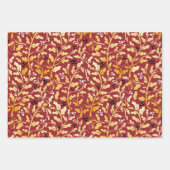 Golden Kerstmis Holly patroon op rood Inpakpapier Vel (Voorkant)