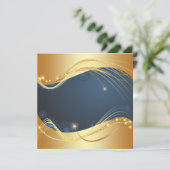 Golden kerstmotief met blauwe achtergrond... feestdagenkaart (Staand voorkant)
