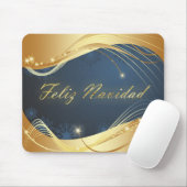 Golden kerstmotief met blauwe achtergrond... muismat (Met muis)