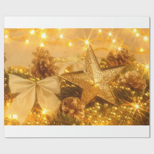 Golden kerstpapier cadeaupapier (Vlak)